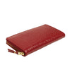 Leather Letter Embossed Zip Around Wallet - Red