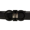 'Gancini' Black Buckle Belt - Black/Brown