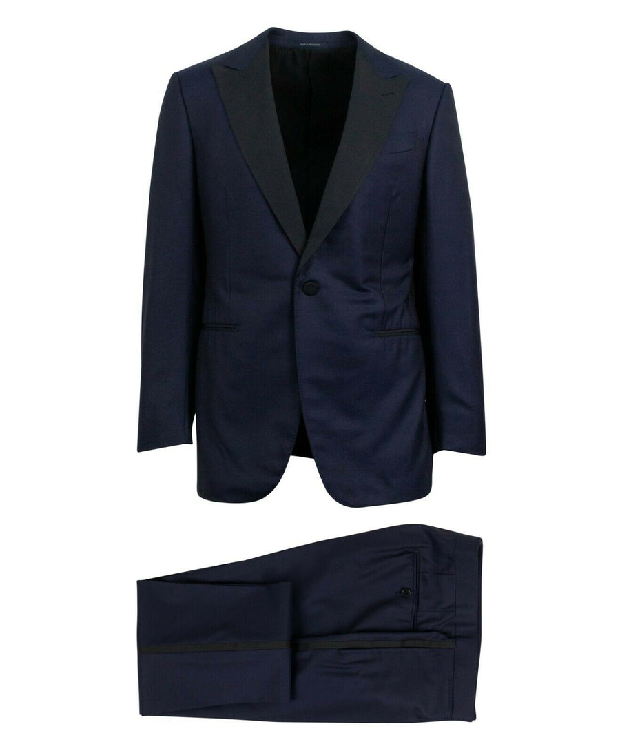 Wool One Button Tuxedo - Blue