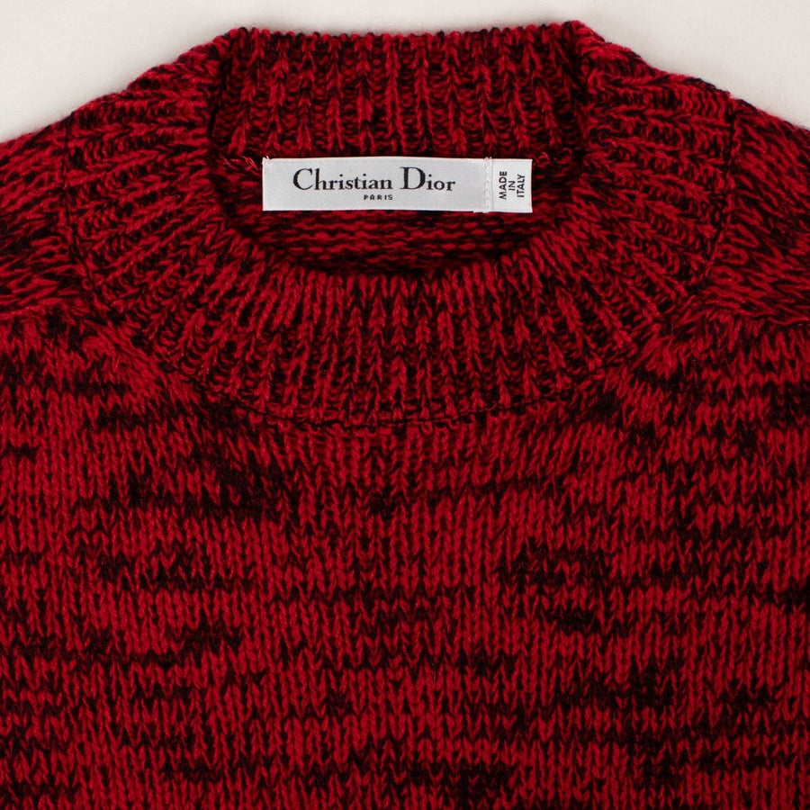 Cashmere J'ADIOR 8 Marled Knit Crewneck Sweater - Red / Black