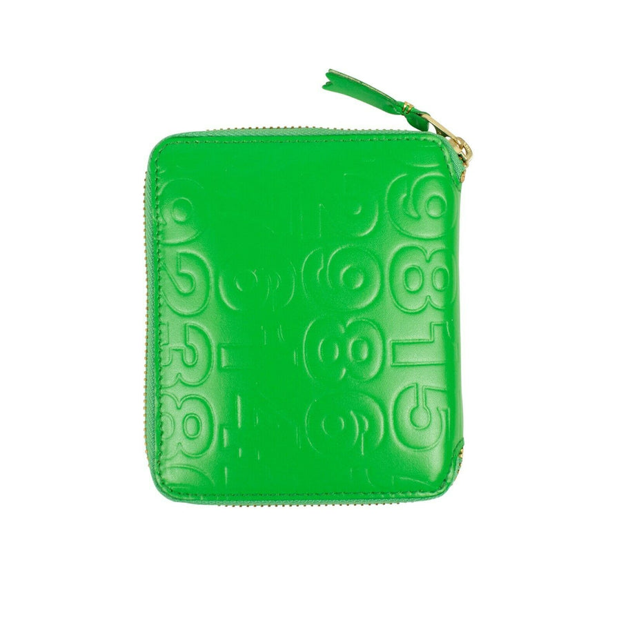 Leather Number Embossed Patchwork Square Wallet - Green