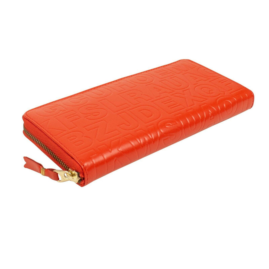 Leather Letter Embossed Wallet - Orange