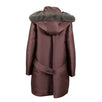 Fur Trim Hood Down Filled Coat - Purple