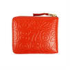 Leather Number Embossed Small Wallet - Orange / Red