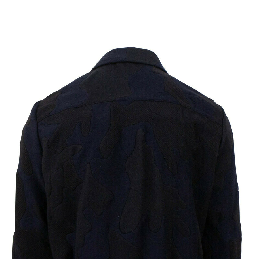 Wool Camo Zip Up Jacket - Navy Blue