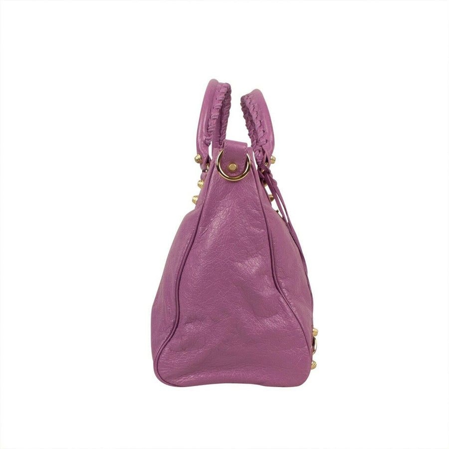 Shiny Textured Leather Giant 12 City Shoulder Bag - Purple