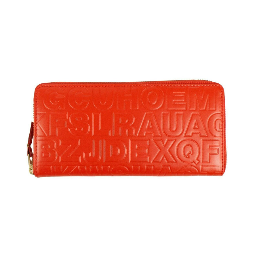 Leather Letter Embossed Wallet - Orange