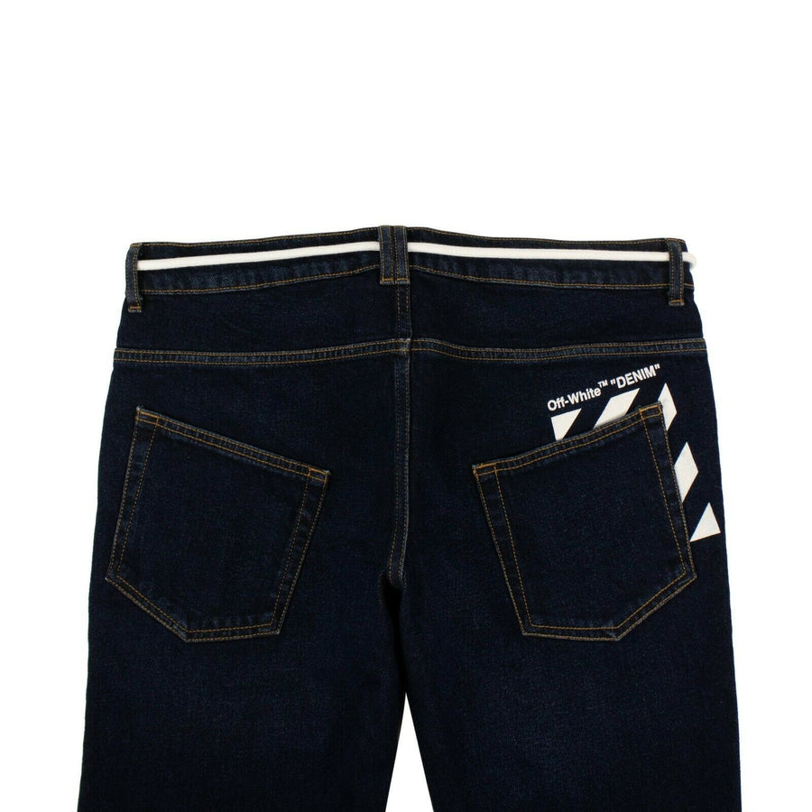 Washed Skinny Denim Pants - Dark Blue