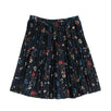 Floral Printed Pleated Skirt - Navy