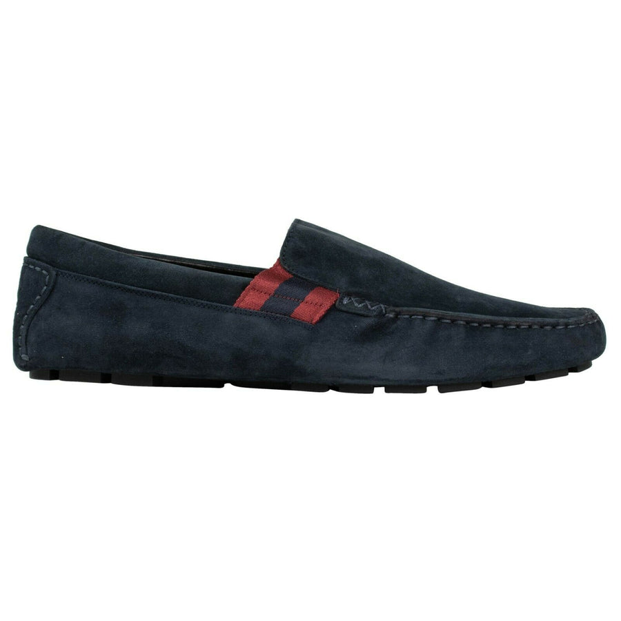 Men's Suede Web Detail Driver Loafers - Navy