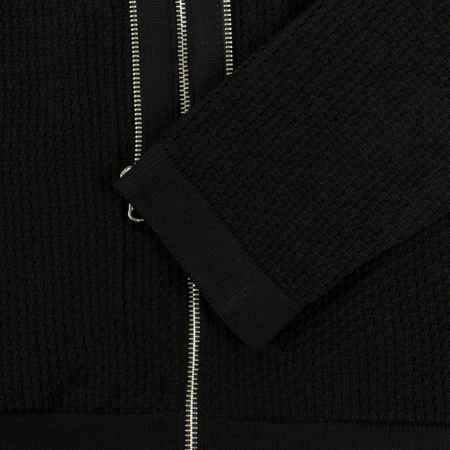 'Shadow Project' Zip-Up Perforated Sweater - Black