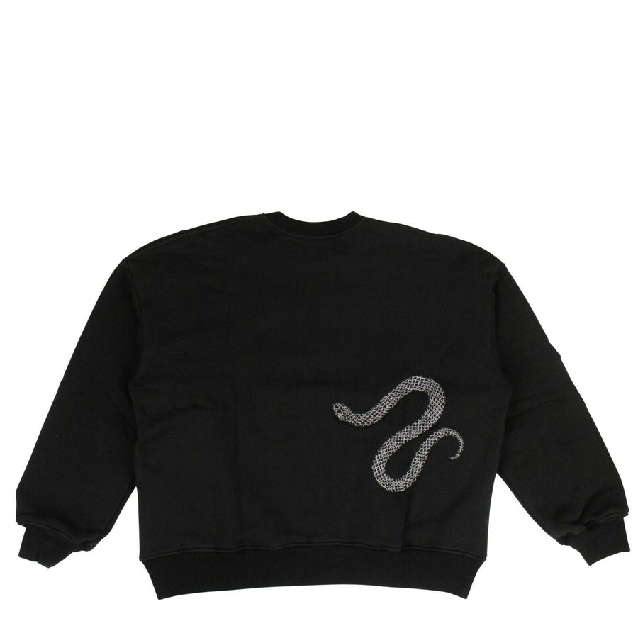 Cotton 'Glitter Snake' Loose Fit Sweatshirt - Black