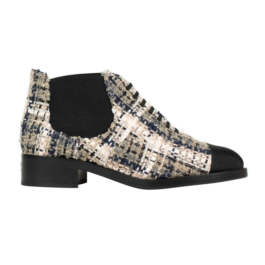 Tweed Chelsea Mock Lace Short Boots - Pink