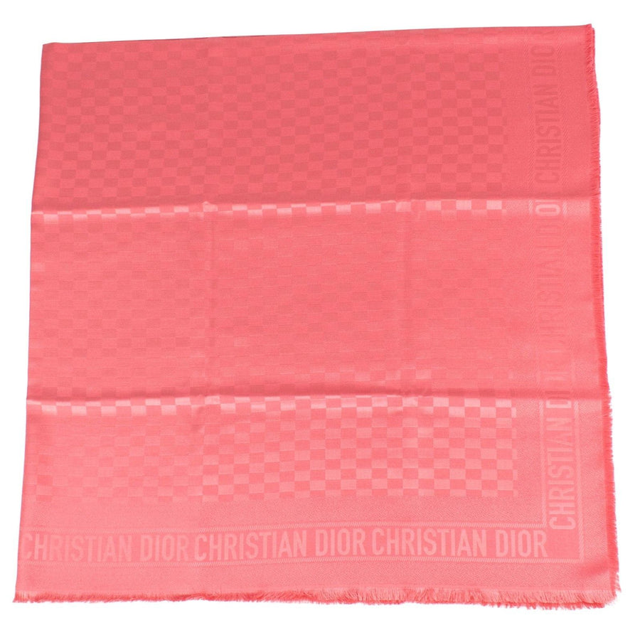 D-Check Silk-Wool Scarf - Pink