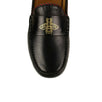 Men's Leather Bee Embossed Loafers - Black