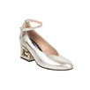 Women's Leather Crystal G Mid-Heel Pumps - Silver