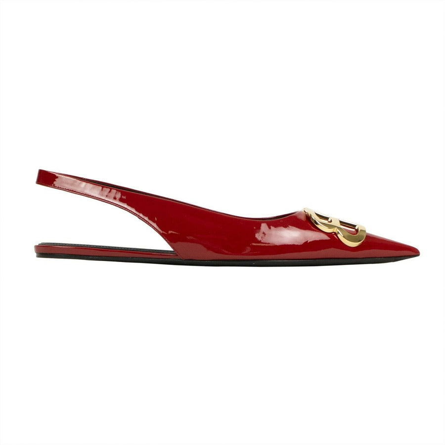 BB Patent Leather Slingback Ballerina Flats - Red