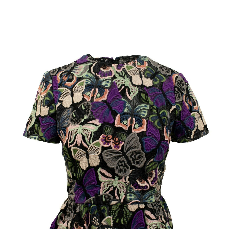 Short Sleeve Butterfly Dress - Black / Multi