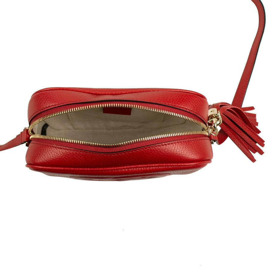 Soho Small Pebbled Leather Disco Shoulder Bag - Red