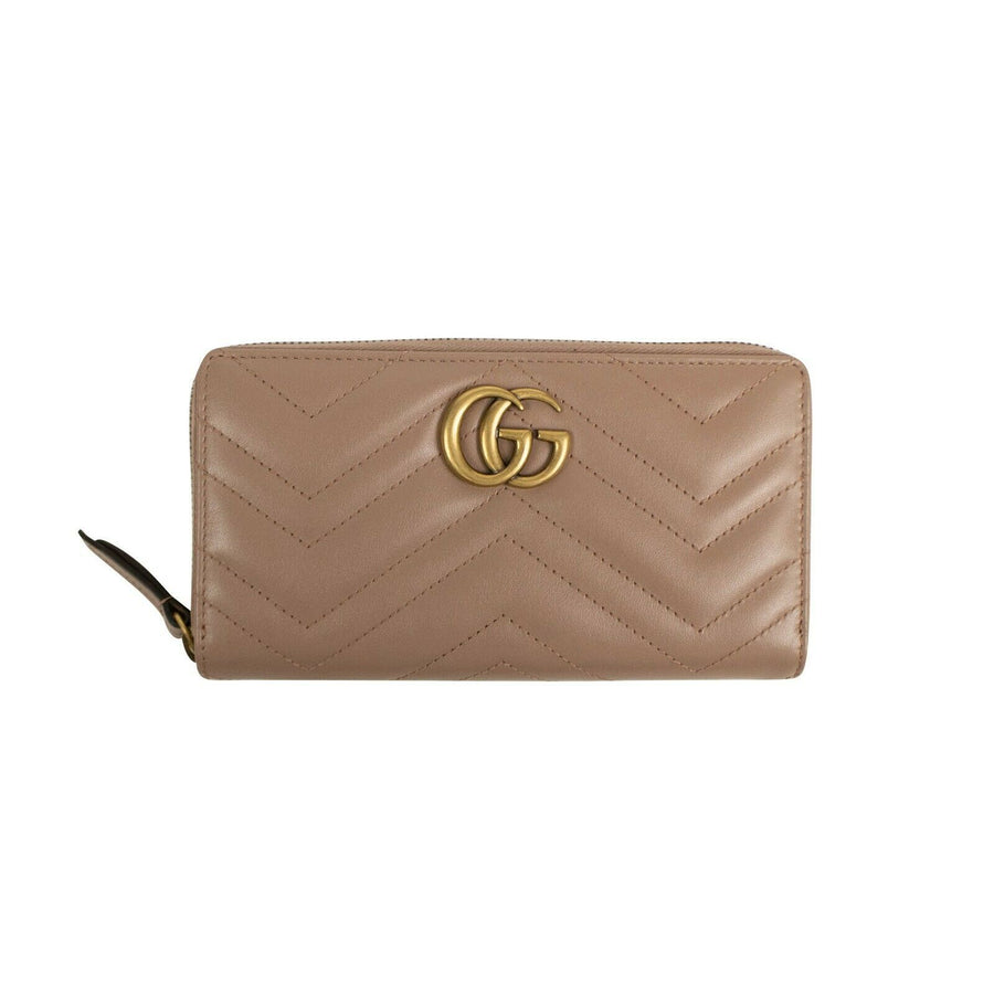 Quilted Leather GG Marmont Zip Around Wallet - Beige