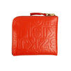 Leather Letter Embossed Slim Wallet - Red Orange