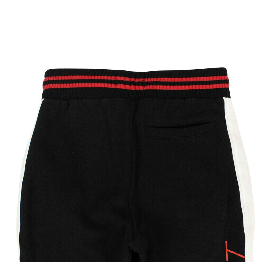 Cotton Red Striped And Logo Lounge Sweatpants - Black