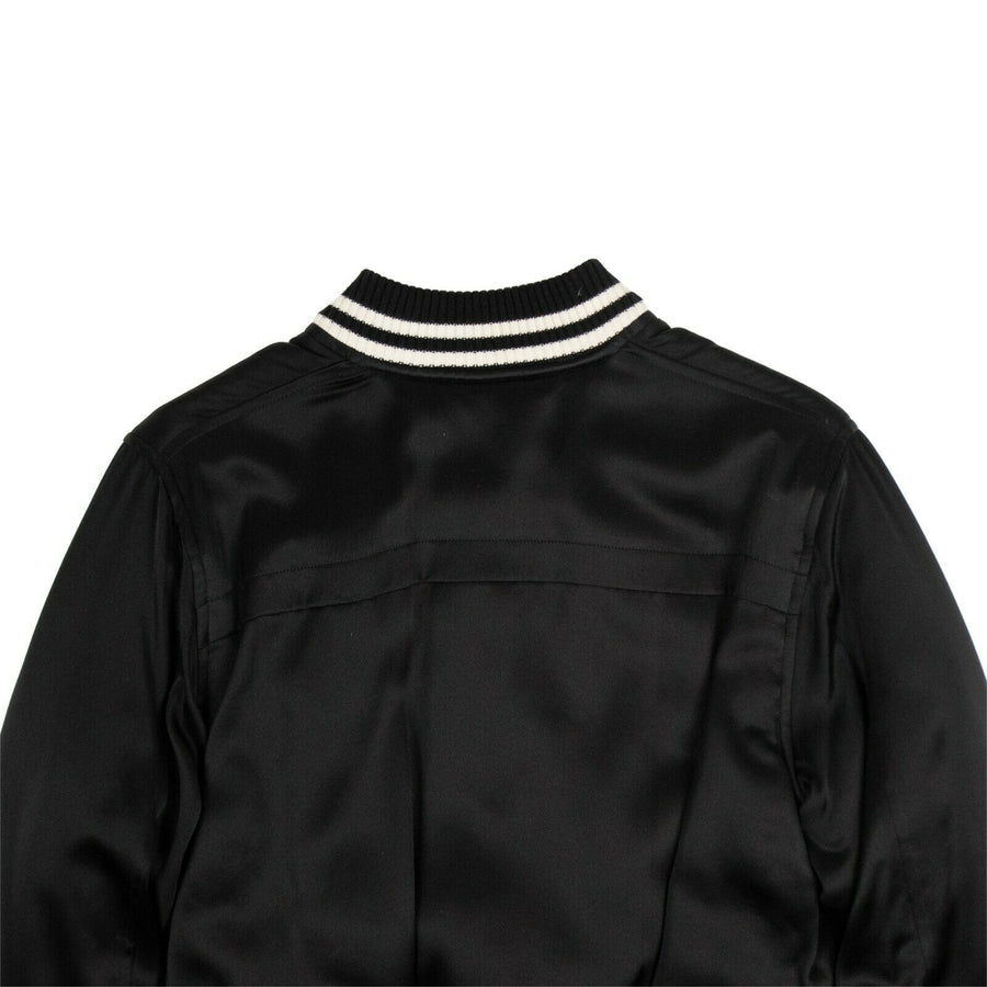 Silk Baseball Bomber Jacket - Black