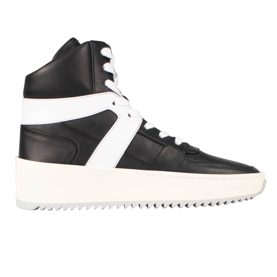 Leather Basketball High-Top Sneakers - Black / White