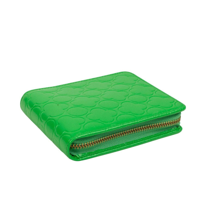 Leather Clover Cardholder Zip Around Wallet - Green