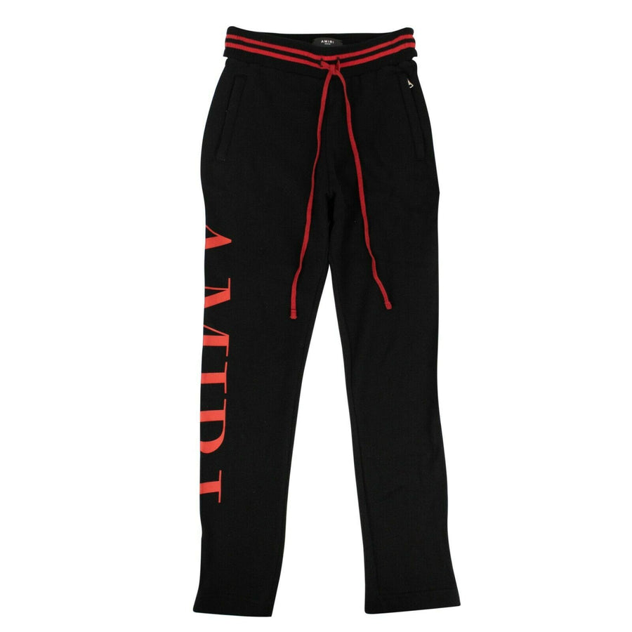 Cotton Red Striped And Logo Lounge Sweatpants - Black