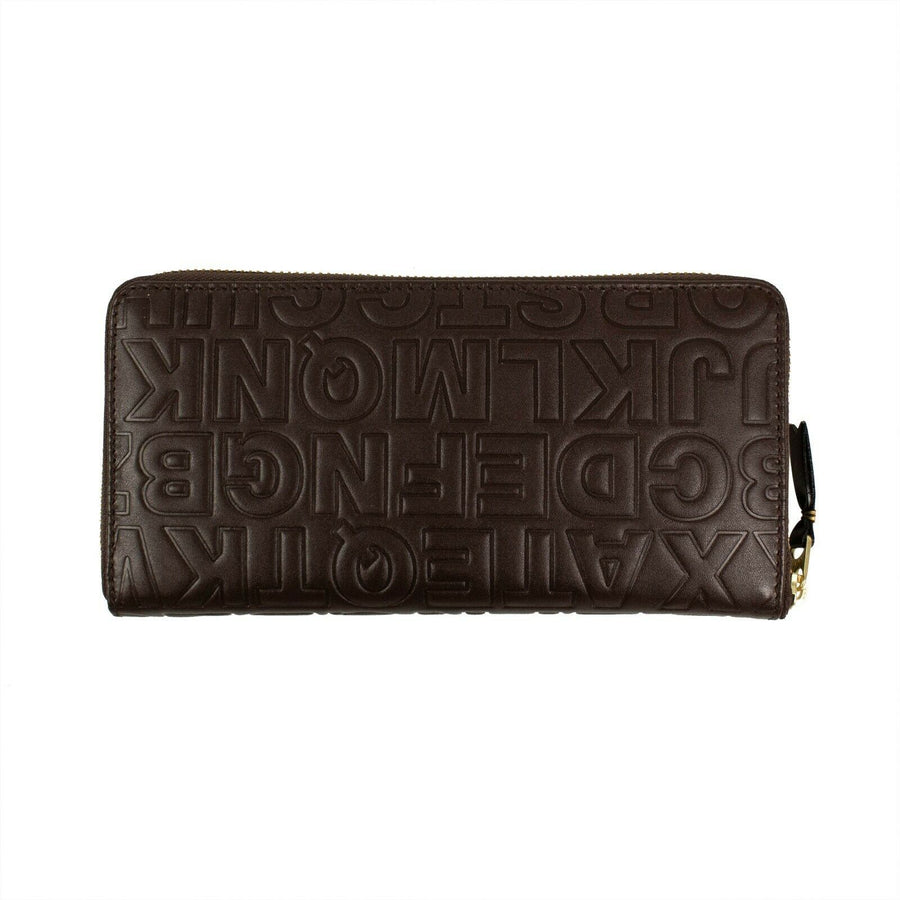 Leather Letter Embossed Wallet - Brown