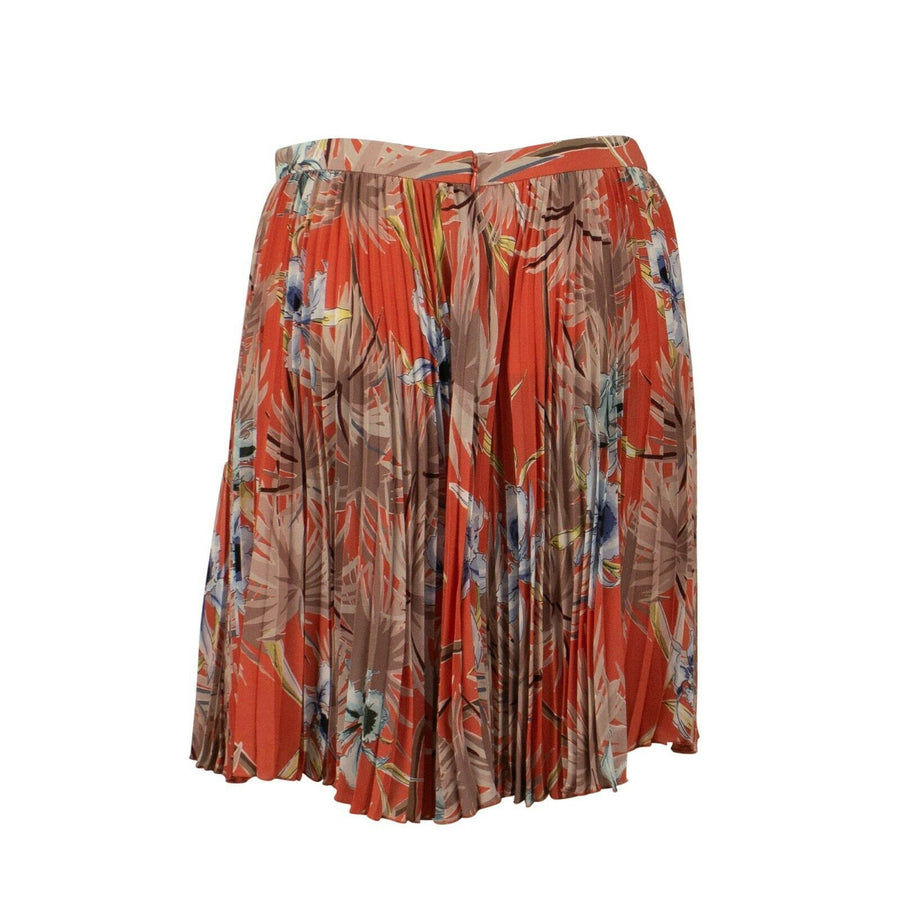 Printed Silk Crepe De Chine Accordion Skirt - Orange