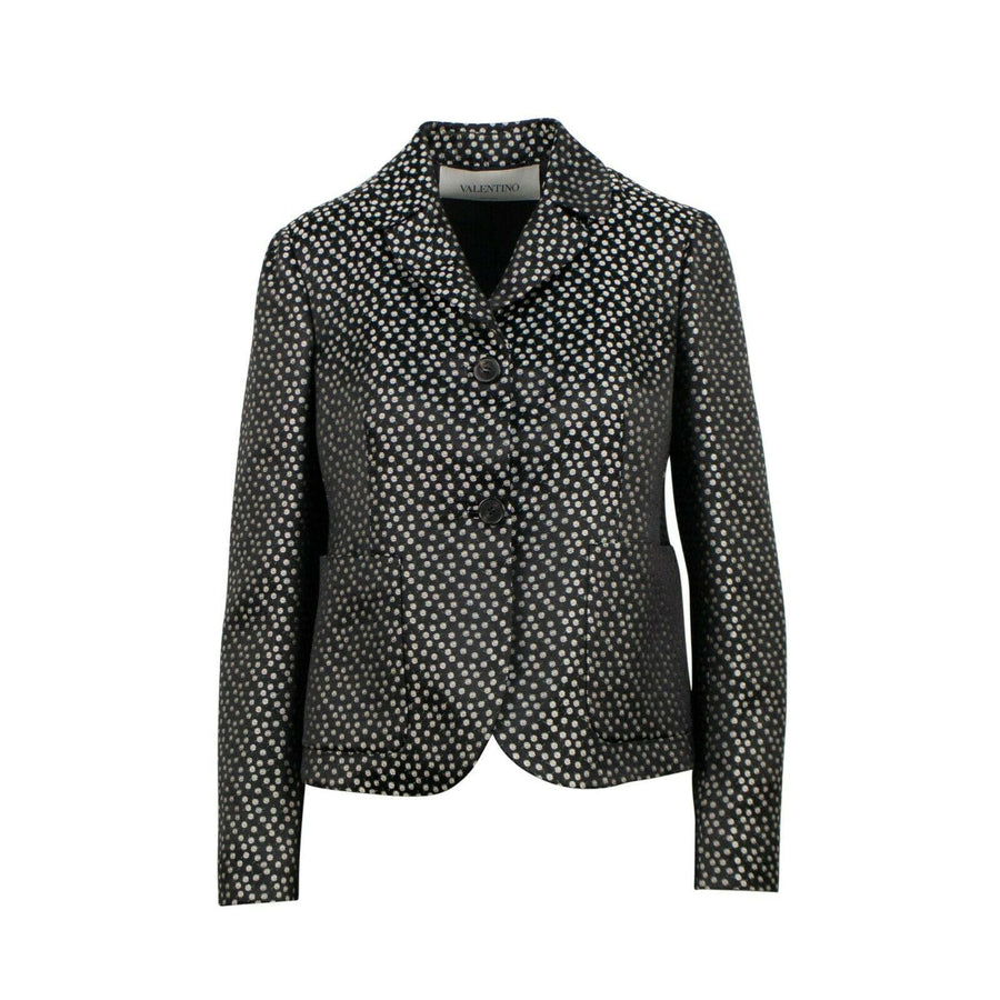 Silk 2 Button Floral Blazer Jacket - Black