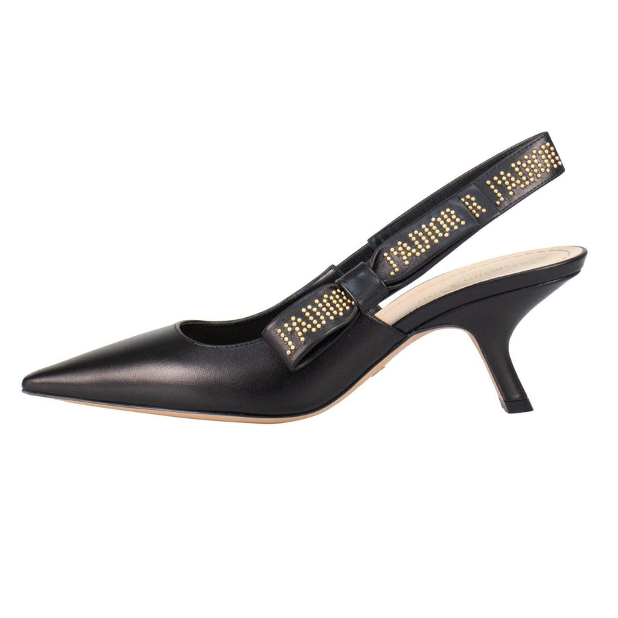 J'ADIOR Leather Slingback Pumps - Black / Gold