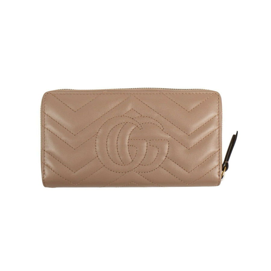 Quilted Leather GG Marmont Zip Around Wallet - Beige