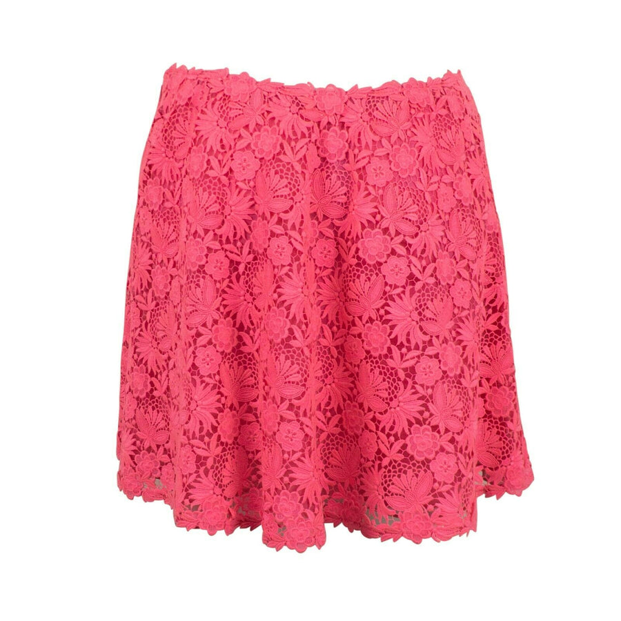 Floral Embroidered Skirt - Neon Pink