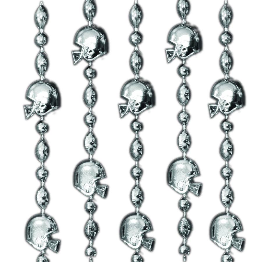 Football Helmet Bead Necklaces Silver Pack of 12