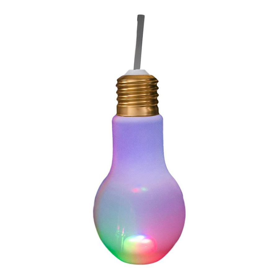 16 Ounce Multicolor Translucent LED  Bulb Cup with Lid and Straw