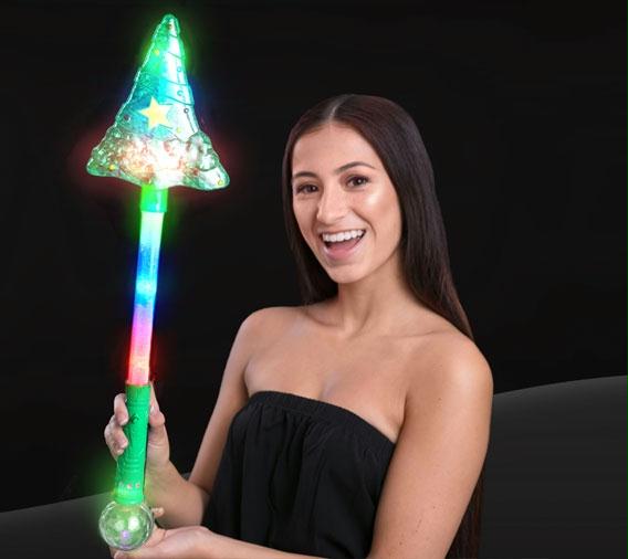 23” Multicolored Christmas Tree Magic Light Up Star Wand