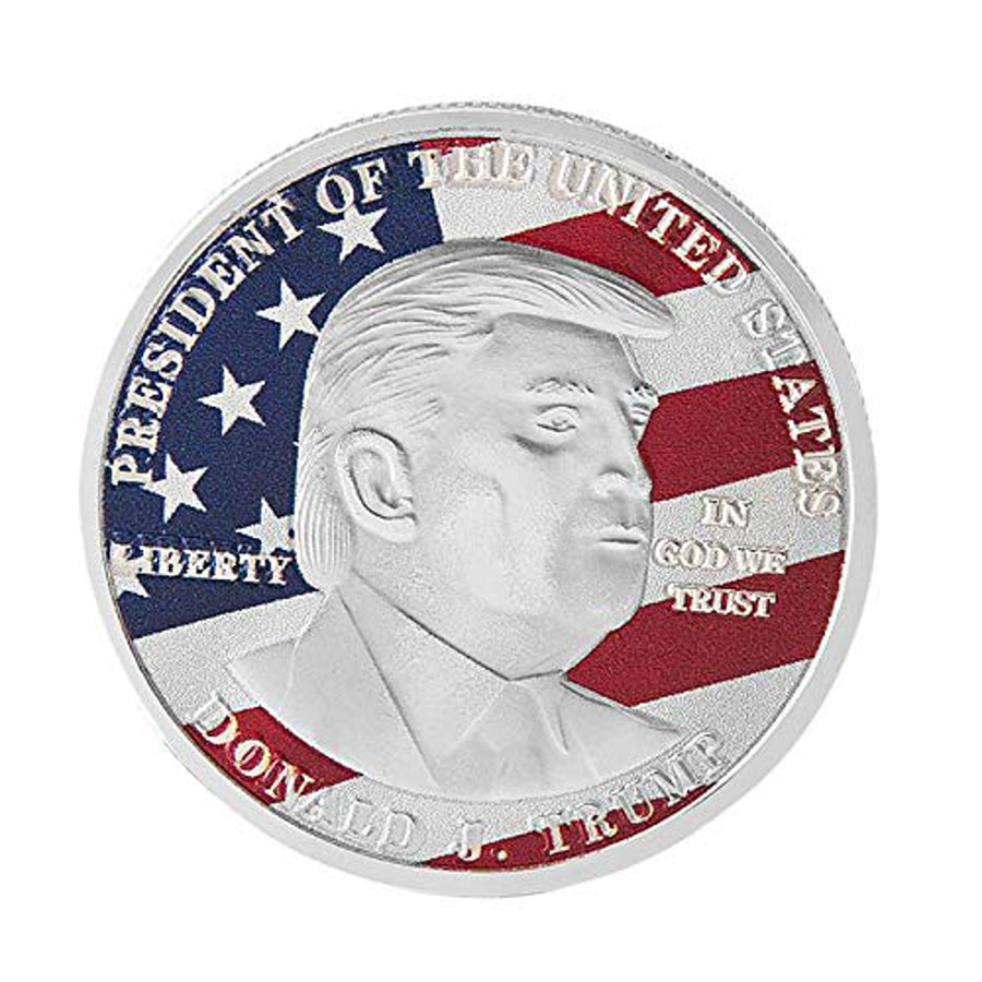 45th US President Donald Trump on USA Flag Commemorative Silver Coin