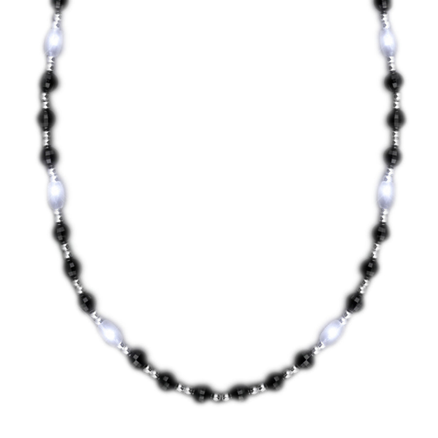 Classy LED Fancy Beads Black White and Silver Necklace