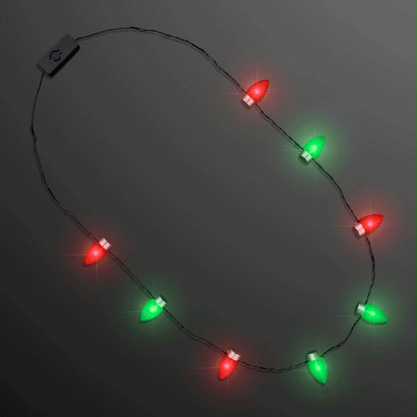 Red and Green Flashing Wearable Christmas Lights Necklace