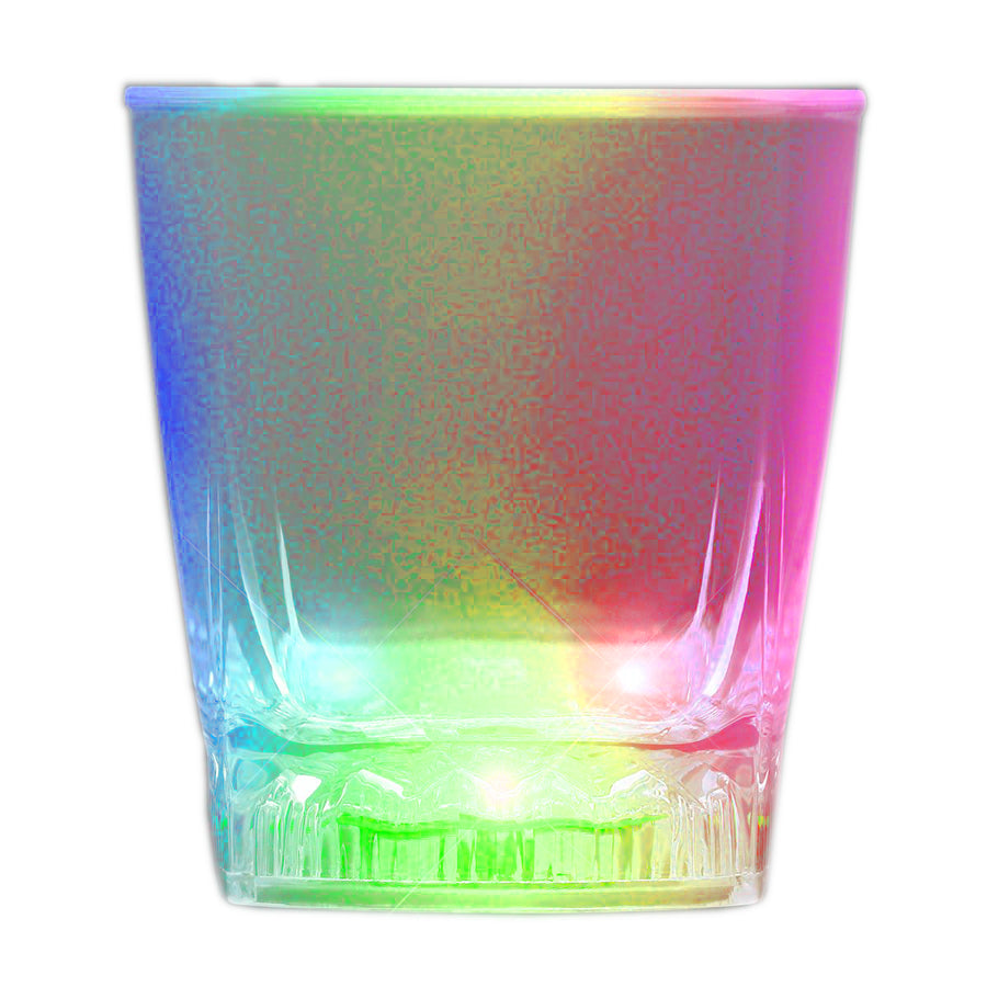 LED Color Changing Rounded Cube Rocks Whiskey Cola Glass