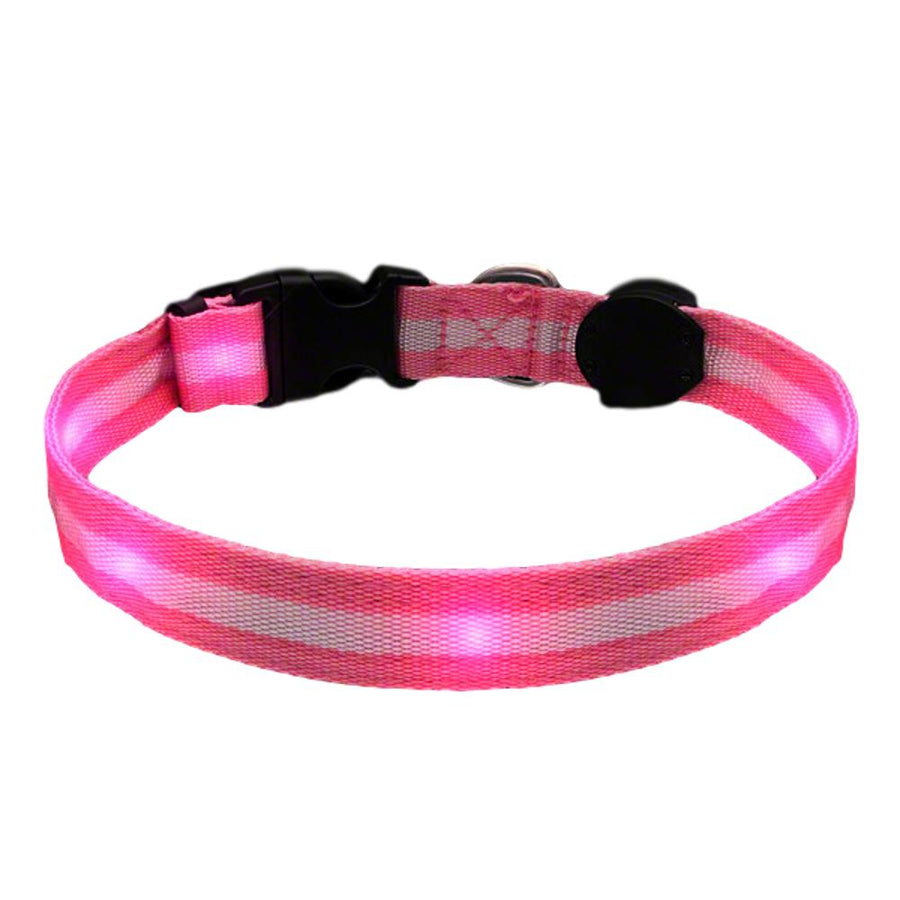 LED Pink Flashing Striped Dog Collar