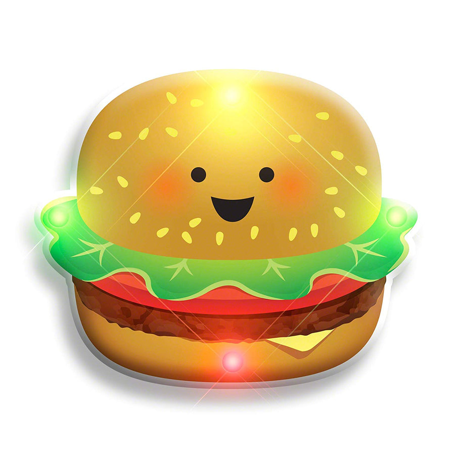 LED Happy Hamburger Flashing Body Light Lapel Pins