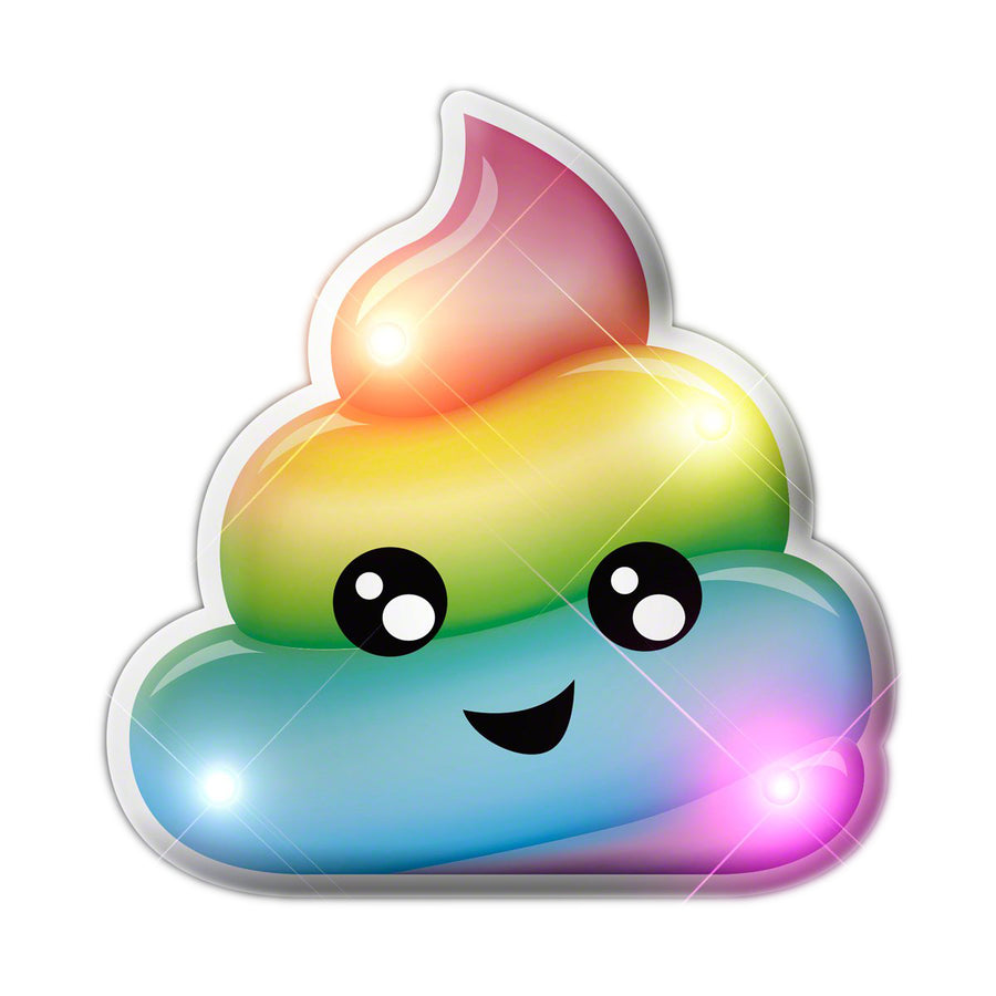 Happy Unicorn Rainbow Poop Swirl Emoji Flashing Body Light Lapel Pins