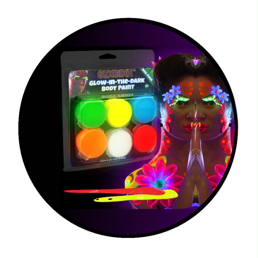 Glow In The Dark Body Paint Set of 6