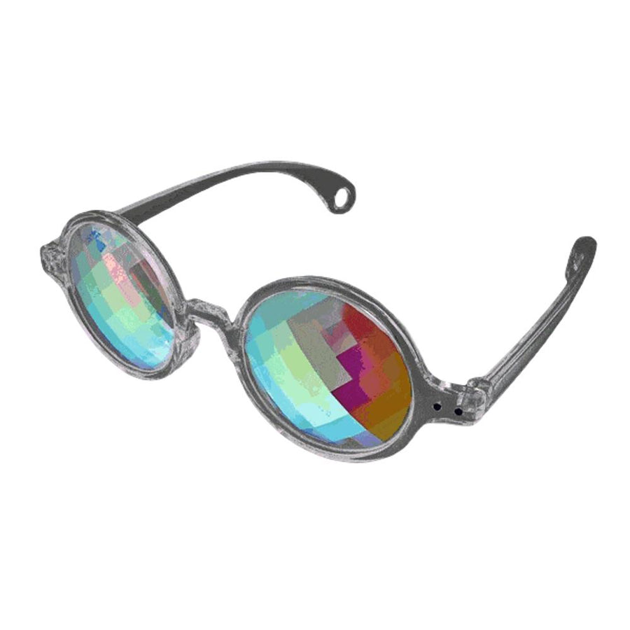 Clear Frame Far Out Kaleidoscope Pixelated Lense Glasses