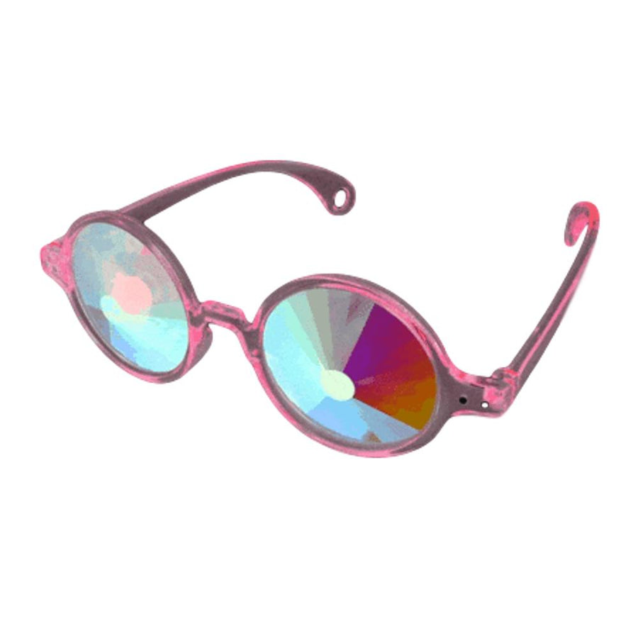 Clear Pink Frame Far Out Kaleidoscope Wheel of Wonder Lense Glasses