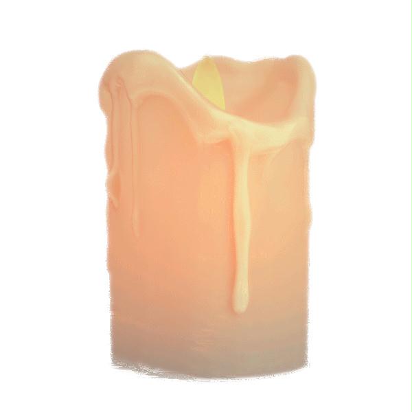 LED Dripping Wax Moving Flame Flickering Pillar Candle 4 Inch